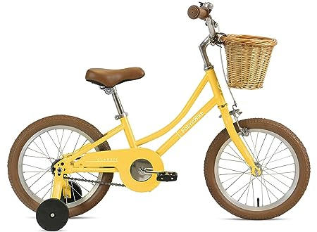 FabricBike Kids Fahrrad mit Pedalen für Jungen und Mädchen, Abnehmbare Trainingsräder, Hochwertige Bremsen, 12- und 16-Zoll-Räder, 4 Farben (Classic Honey, 16: 3-7 Jahre (96 bis 120 cm hoch))