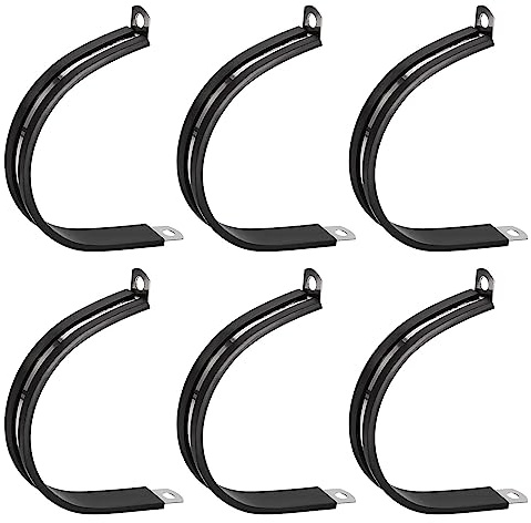 sourcing map 6Stk 2-3/8 (60mm) Rohrschellen Kabel Klemme 304 Edelstahl Gummi Gepolsterte Isolierklemme R Form Metall Klemme für Rohr Leitung Draht