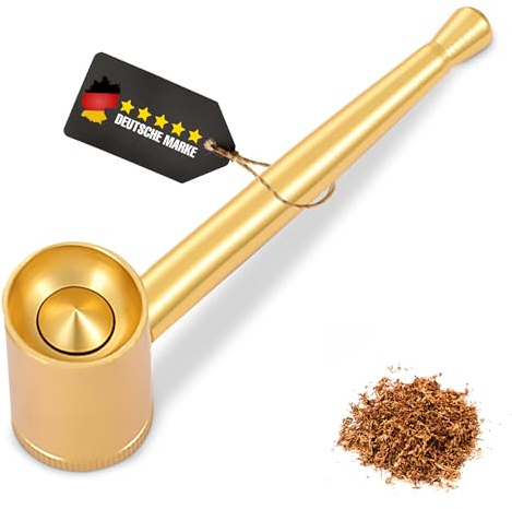 Mini Pur-Pfeife | Hochwertige Metallpfeife | Gebrauch von Tabakwaren | Leichte Reinigung | Smoking Pipe Pfeife Glas-Optik (Gold)