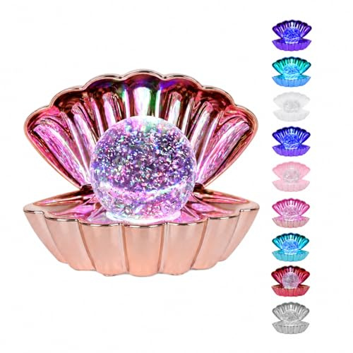 Sea Shell Lamp Pearl Rose Gold Pink Night Mood Light Clam LED Colour Changing