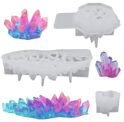 FineGood Kristallharzformen, 3 Stück, Kristallharzformen, Quarz-Stein, Silikonformen für Harz, DIY, Kristallstein, Epoxidharz, Formen für Schmuck, Kerze, Seife, Heimdekoration