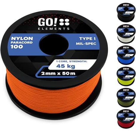 Paracord 100 Typ I | ø 2mm - 3 Kerne - max. 45 kg | 100% Nylonschnur, Seil - reißfest | Allzweckseil, Survival Schnur, Nylonseil, Reepschnur & Maurerschnur