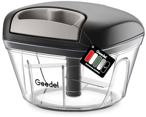 Geedel Hachoir Manuel 500 ml Avec Lames en Acier Inoxydable - Multi-Hachoir pour Légumes, Oignons, Noix, Ail