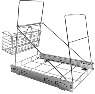 mumisuto Mülltrennsystem Verstellbares, Einbaumülleimer Küche, Material Stahl, Mülleimer Ausziehbar für 7-11 Gallonen Mülleimer, Mülleimer Unter Spüle für Küchenschrank, Mülleimer Nicht Inbegriffen