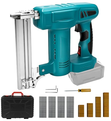 Akku Tacker Nagelpistole Kompatibel mit Makita 18V Lithium-Akku, 80 Schüsse/Min 100W Elektro Tacker Elektrotacker für Holz mit 500 Nägel und 500 Tackerklammer - ohne Akku & Ladegerät