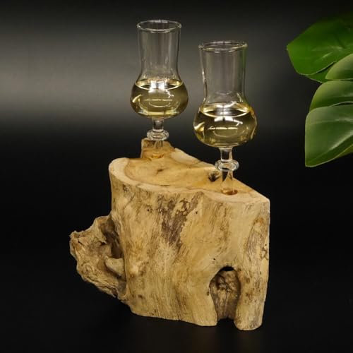 GTK - Geweihe & Trophäen KRUMHOLZ Schnapsanbieter 2 Gläser mit Stiel auf Wurzel Steckglas Set Schnaps Geschenk Neu #27.60.1.15