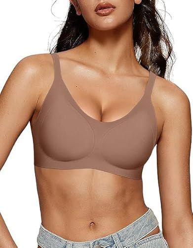 OEAK Soutien-Gorge Confortable sans Armatures pour Femme - Col en U - Couverture complète - Soutien-Gorge sans Couture - Dos - Soutien-Gorge Quotidien, café, XX-Large