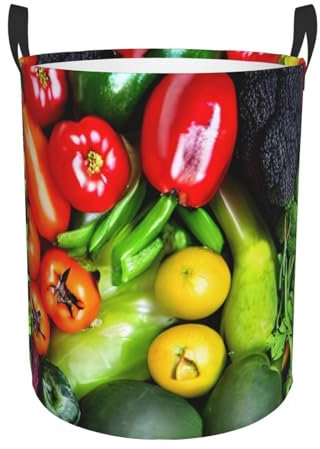Cesto portabiancheria con stampa di frutta e verdura fresca, cesto portabiancheria, cesto per vestiti e giocattoli