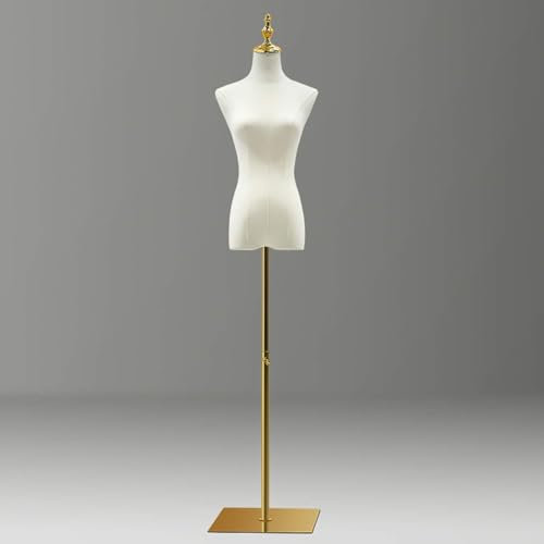 SUNMME Schaufensterpuppe, Verstellbarer Körper, weibliche Schneiderpuppe, Torso mit Metallsockel, für Bekleidung, Schmuck, Schaufenster, Displayhöhe 2 Größen S, Gold/quadratische Platte A