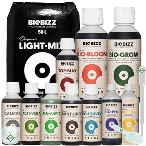 Weedness BioBizz Light Mix 50 Liter Sack Big End-Premium Set - Blumenerde Grow Indoor Outdoor Bonsai Balkon-Pflanzen Palmen Bio Kokos
