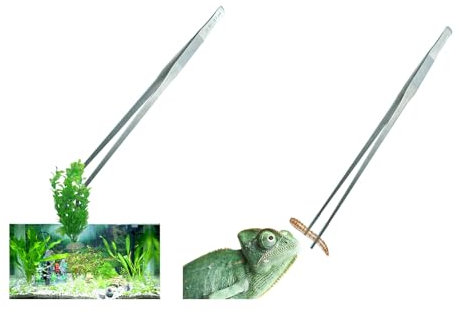 2 Pack Aquarium Tweezers Rubber Tip Covers, Stainless Steel Feeding Tongs