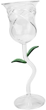Ciieeo Copa de Cristal en Forma de Rosa para Vino y Cóctel | Vidrio, Estilo Romántico y Delicado, Uso en Restaurante y Cenas Formales, Durabilidad Práctica