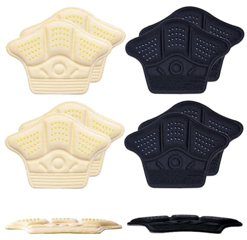Clundoo 4 Paia di Cuscinetti per Scarpe Troppo Grandi, Autoadesivi per Scarpe per Donne e Uomini, Antiscivolo per Tallone Solette, Forte Adesivo sul Tallone (Nero+colore della pelle)