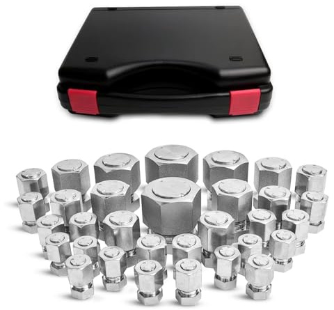 Kit di raccordi per tubi idraulici ORFS da 64 pezzi, tappi e guarnizioni ad anello piatto, kit di raccordi idraulici, set di anelli ad anello per impieghi gravosi, filettatura di precisione, dimens