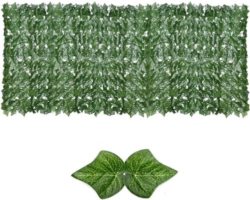 Outdoor wetterfester Efeu Sichtschutzzaun 1 x 5 m grün künstliche Hecke Gartensichtschutz für Privatsphäre 10 m Option ohne Bohren erhältlich Stilvolle und funktionale Seitenmarkise (Farbe: Green Sty