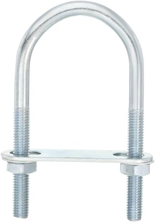 QUARKZMAN 4Pcs Pernos en U Redondos M8, Ancho Interior de 45mm, Longitud de 100mm Perno de Abrazadera en U con Tuercas y Placas, de Acero al Carbono para Reparación Tuberías y Industriale