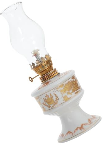 MAGICLULU Keramik Petroleumlampe Vintage Kleine Sturmlaterne Mit Glaszylinder Für Innenräume Und Outdoor Einsätze Dekorative Öllampe Für Besondere Anlässe