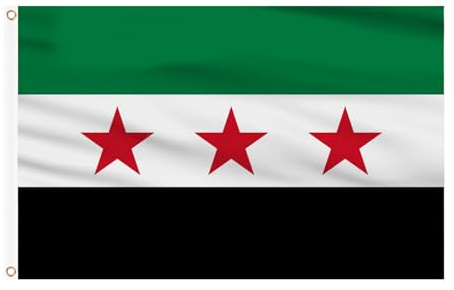 AhfuLife Syria Flagge 150 x 90cm, 1 Stück Syrian Fahne Leuchtenden Farben mit Messing-Ösen, Syrian Arab Republic Three Star Flag für Garten Festival Draußen und Drinnen Party Bar Deko