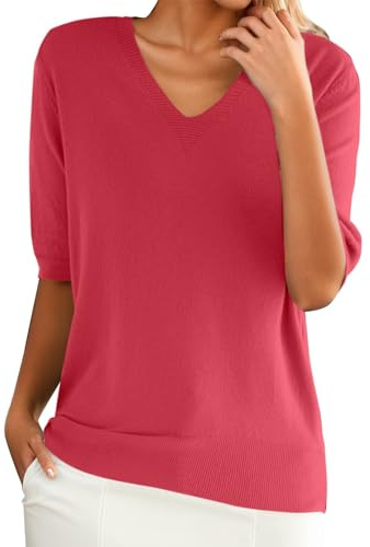 Cocila Camiseta Holgada de Manga Corta con Cuello para Mujer con Top con Parte Inferior de Punto Camisa Mujer Blusa Blanca Mujer Manga Corta Camiseta España Mujer
