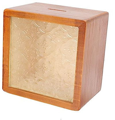 TOYANDONA Decorative Wooden Piggy Bank Mit Glasoberfläche Praktische Aufbewahrungsbox Für Münzen Geeignet Für Für Wohnräume Und