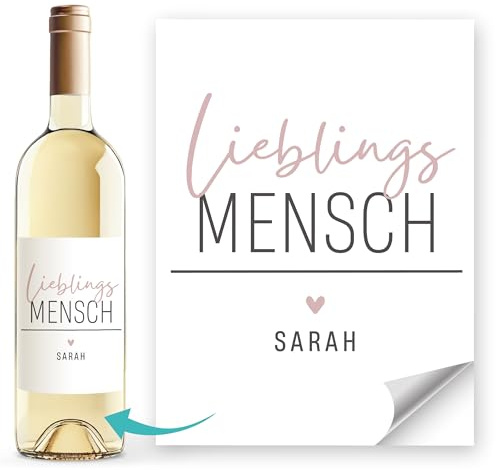 SpecialMe® Weinetiketten Lieblingsmensch personalisiert mit Namen Flaschenetiketten selbstklebend Wein Geschenk Weiss unisize