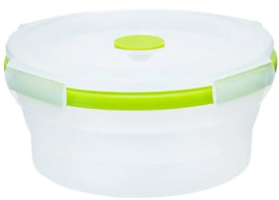 JACKANNA Lebensmittelqualität Silikon faltbare Schüssel, Lunch Box Salatschüssel mit Deckel, Camping Schüssel, erweiterbar Lebensmittel Lagerung Container (Transluzentes Grün, 900ml)
