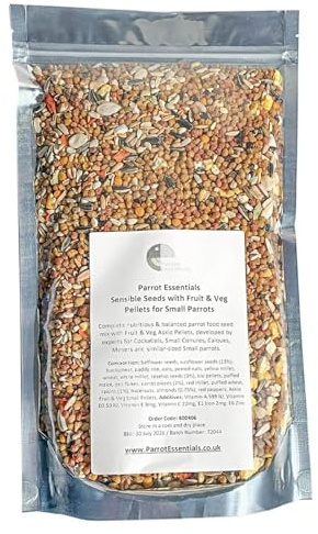 Sensible Seeds Parrot Food with Fruit & Veg Pellets for Small Parrots by Parrot Essentials - 1Kg