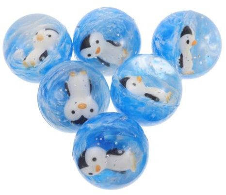IMIKEYA 12 Stück Pinguin-hüpfball Glaskugel Hüpfbälle Masse Papiergewicht Meerjungfrau-charm-perlen Zum Selbermachen Briefbeschwerer Für Den Schreibtisch Sky-blue Butadienkautschuk