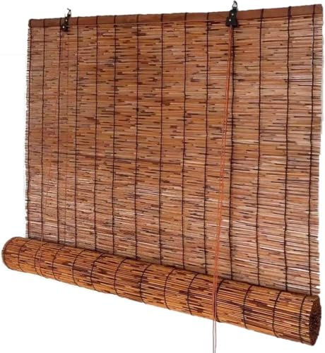 Bambus Rollo Retro Sonnenschutz Sichtschutz Bambusrollo für Fenster und Balkon, 80-160cm Breite, Mit Lifter und Hakenaufhängung, Anti-UV und Outdoor(80x200cm)