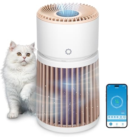 Airthereal Purificatore d’Aria per Animali, Grandi Spazi 325 m² - Filtro H13 Viola Eliminatore di Odori - Pelo, Polvere e Fumo, Purificatore Specializzato - Sensore PM2.5, AGH400-PET