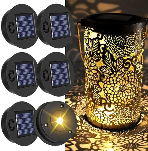 KBIBCK 6 Pcs Solar Light Replacement Top, Replacement Solar Panels for Garden Lights, LED Solars Replacements Top Unit, IP44 Replacements Solars Panels for Outdoor Hanging Lanterns DIY Lights (8.5 cm)