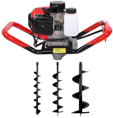 Eastnmythet Trivella per Pali con 3 Punte da Trapano, Trivella a Gas a 4 Tempi per Frutteti, Fattorie, Giardini, Pali per Recinzioni e Piantumazione di Alberi,4/6/8cm