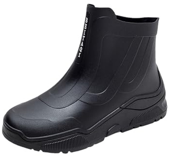 Botas de goma para hombre, botas de lluvia de moda de media altura, zapatos de jardín cómodos, suela gruesa, zapatos de goma impermeables, antideslizantes, adecuados para días lluviosos, viajes, pesca