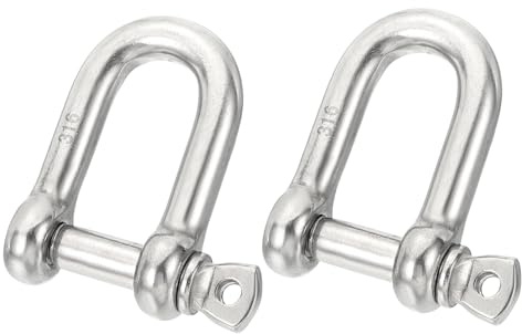 PATIKIL 7/16(10.76mm) 1411lb 316 Stainless Steel D Shackle, 2Pcs Heavy Duty Screw Pin Shackle Marine Grade for Chains Wire Rope Outdoor, Silver