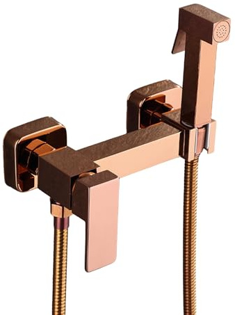 FQYEP Pulvérisateur de Bidet Portable Douchette Pour Wc Suspendu Laiton Eau Chaude et Froide,Or Rose
