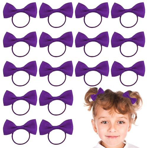 20 Pcs Purple Hair Accessories for Girls, Purple Hair Bows Set, Elastic Purples Headbands for Kids & Women, Toddler Hair Accessories with Ribbon