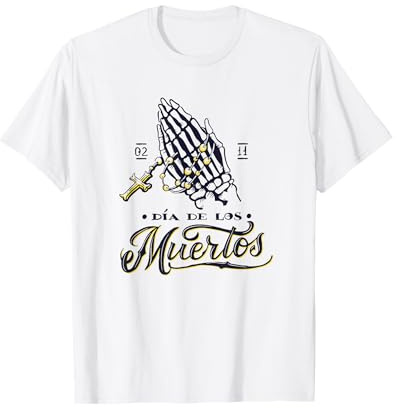 Dia De Los Muertos Collier Croix Mains Squelette T-Shirt