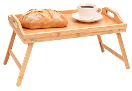 Wooded Bed Tray Table With Handles & Foldable Legs, 50x30cm Portable Laptop Tray Snack & Breakfast Tray Bed Table Drawing Table for Breakfast In Bed, Sofa, Eating, Platters, Working, Serving, Drawing