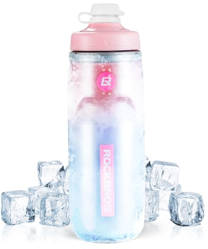 ROCKBROS Bidón de Ciclismo Isotérmico Gran Capacidad 620ML sin BPA | Botella de Agua Térmica para Bicicleta Mtb Carretera, Botella para Deportes Gimnasio Correr Gym Yoga Escalada Senderismo