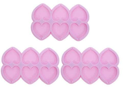 DOITOOL Lot de 3 moules à sucettes en silicone en forme de cœur : moules à sucettes à 6 cavités – pour la Saint-Valentin, idéal pour la confection de chocolats et de bonbons.