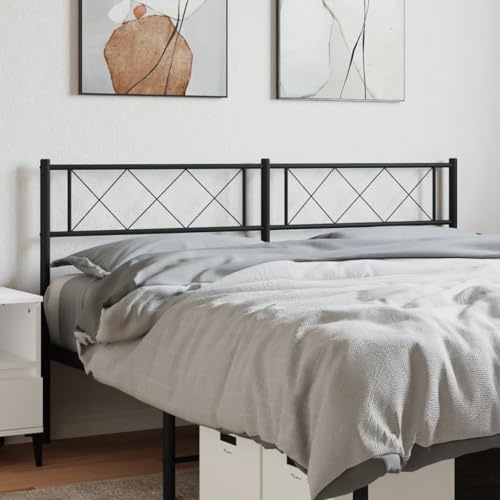 SKTQYQO Testiera in Metallo Nero 150 cm per Letto, Struttura Robusta in Acciaio Verniciato a Polvere con Gambe Stabili, Design Classico ed Elegante per Camera da Letto, Supporto