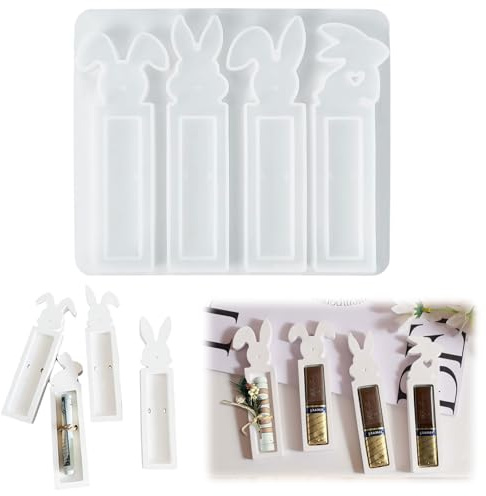 YUBBYSTU 4 moldes de silicona con forma de conejo de Pascua para fundir, moldes de silicona para Pascua, resina epoxi, moldes de Pascua, moldes de silicona para regalos de dinero