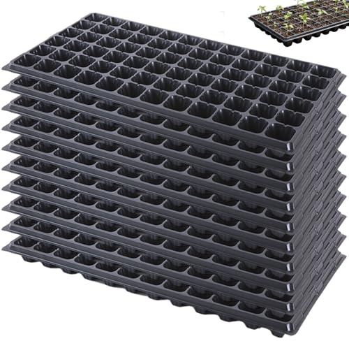 Confezione da 10 vassoi iniziali per semi di cellule da 72 cellule, kit vassoio per germinazione delle piante Vassoi iniziali per piantine in plastica PET con fori di drenaggio per giardinaggio ind