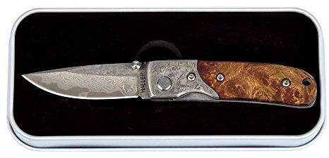 Haller Damast-Taschenmesser Wurzelholzgriff 39 Lagen rsf., 83100