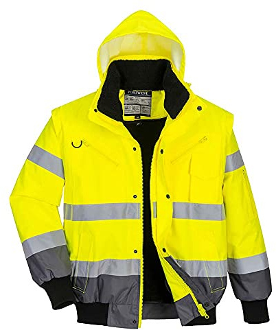 Portwest EN471 kontrastvarningsskydd-bomber jacka, 1 st., XXXL, gul/grå, C465YGYXXXL