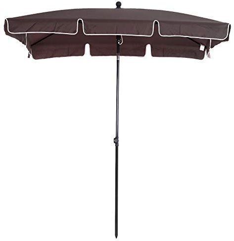 Outsunny Sombrilla de Jardín de Aluminio 198x130x245 cm Parasol de Jardín Rectangular con Función de Inclinación para Terraza Patio Exterior Café