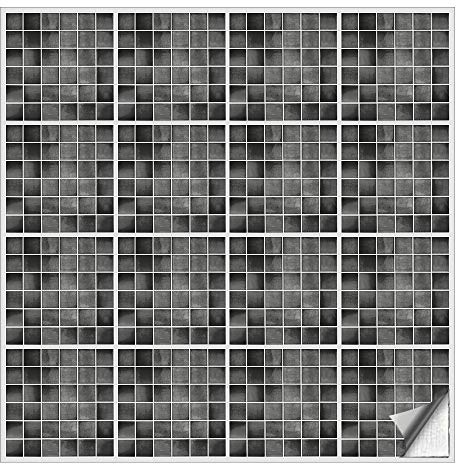 Kiwistar - Set 20 - Autocollants pour carrelage - 5 x 5 cm - Lot de 25 - Mosaïque Anthracite - pour la Cuisine, la Salle de Bain, Le dosseret, la Bordure, la rénovation, Le Motif de Carreaux