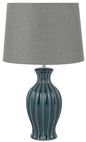 Beliani Stillvolle Tischlampe Keramik/Stoff dunkelgrün/taupe Samina