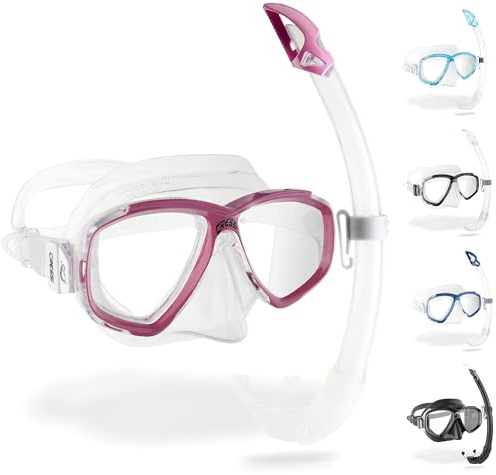 Cressi Perla Taucherbrille mit Schnorchel Mexico - Schnorchelset Erwachsene zum Tauchen & Schnorcheln - Gehärtetes Glas, Silikonrand, Spritzschutz, Mikroschnallen - Tauchermaske in Transparent/Rosa