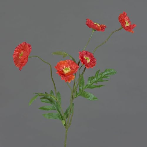 artplants.de Kunstblume Mohnblume Keira, orange, 65cm, Ø 5cm - Künstlicher Klatschmohn